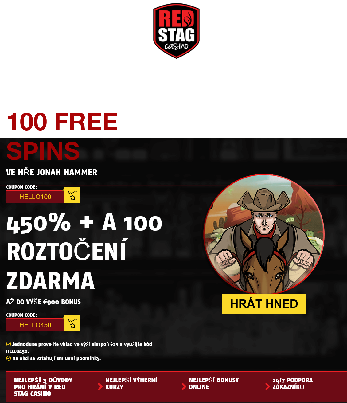 Red Stag 100 Free
                        Spins (Czech)