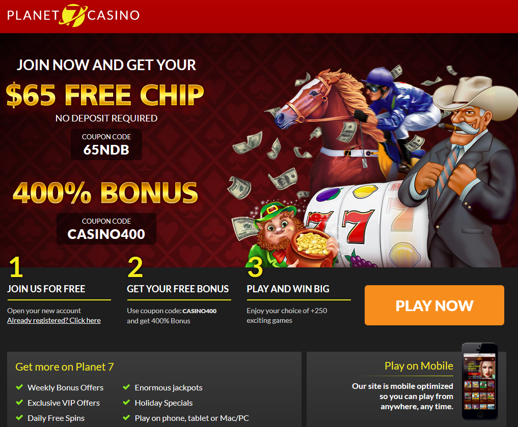 Planet7 | 400% Bonus | 65$ Free Chip | NO Brand Planet7 | 400% Bonus | 65$ Free Chip | NO Brand
